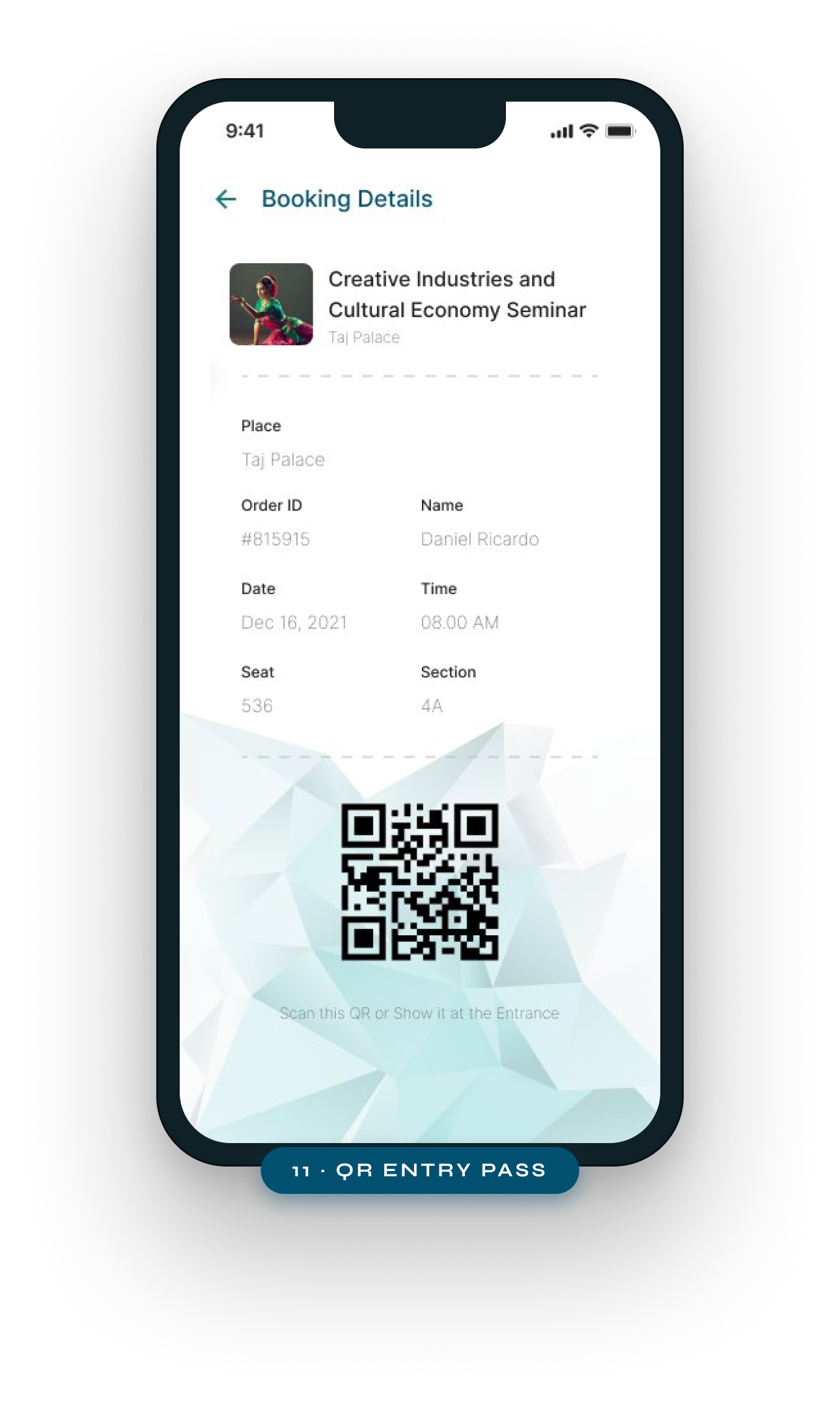 IGF Booking Details and QR code